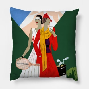 Vintage Travel Poster France Brides Les Bains Pillow