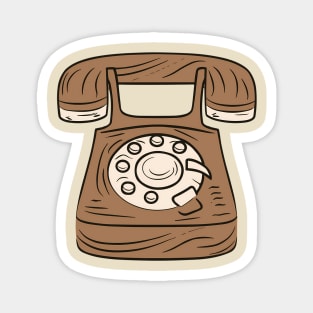 Line art of a Wooden telephone Magnet