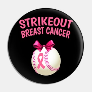 Strike Out Breast Cancer Awareness - Baseball Pink Ribbon Pin