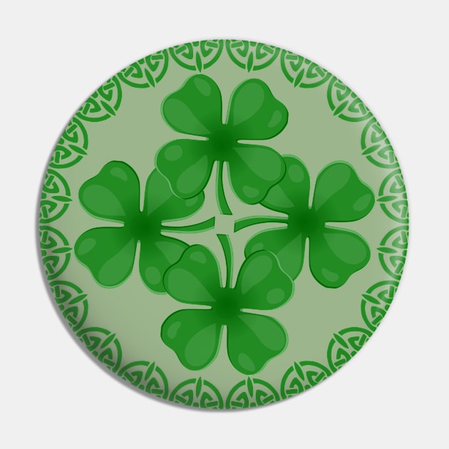 St Patricks Day Four Leaf Clover Pin by POD Creations