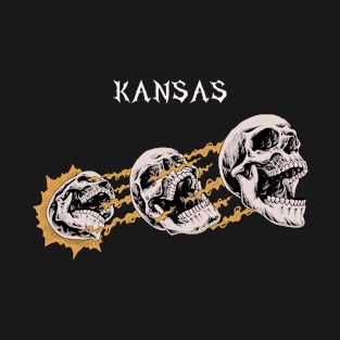 Three Skull Vintage Kansas T-Shirt