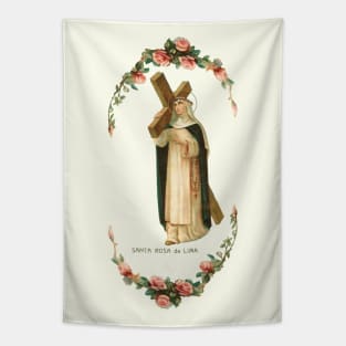 Saint Rose of Lima Holy Card Tapestry