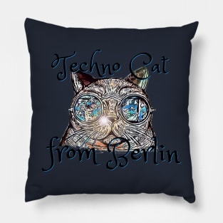 Techno Cat from Berlin Techno Party Ibiza Rave Dance Underground Festival Spring Break  Berlin Good Vibes Trance Dance technofashion technomusic housemusic Pillow