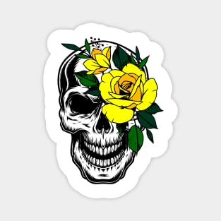 SKULL WITH YELLOW ROSE 04 Magnet