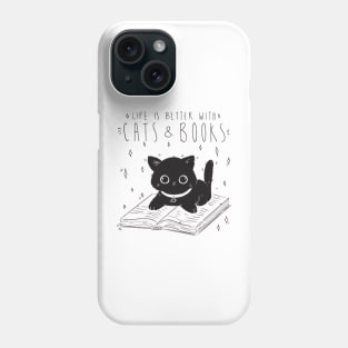 Life is better with cats and books Phone Case