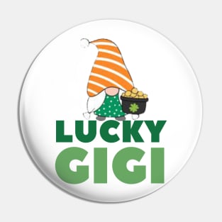 Lucky Gigi Grandmother St Patrick's Day Gnome Irish Gift Pin