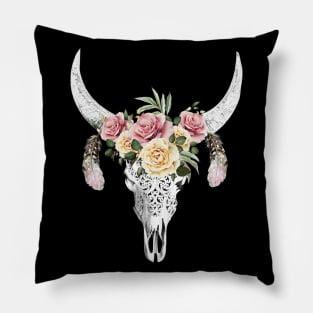 Cow skull floral 1 Pillow