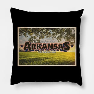 Greetings from Arkansas - Vintage Travel Postcard Design Pillow