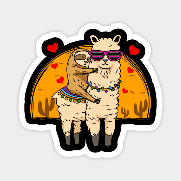 Sloth Riding Llama Cute Fluffy Lama & Sleepy Sloth Magnet by theperfectpresents