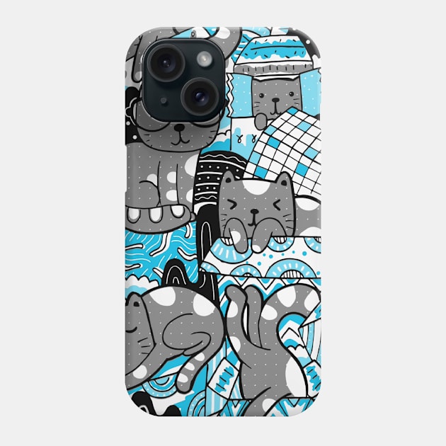 Abstract Grey Cat Pattern Phone Case by JaunzemsR