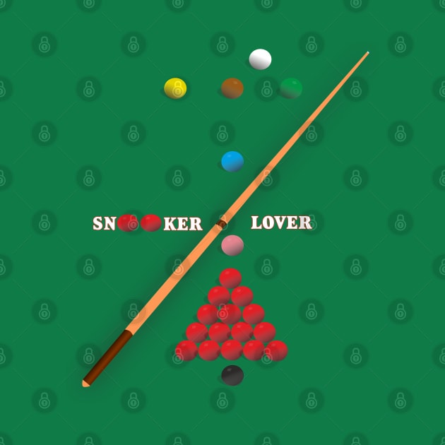 Snooker Lover design showing Snooker Balls arranged as on table by AJ techDesigns