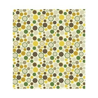 Groovy Floral Pattern Green Yellow Brown T-Shirt