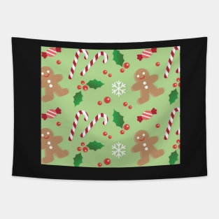 Christmas Candy Canes, Gingerbread, Snowflakes Tapestry