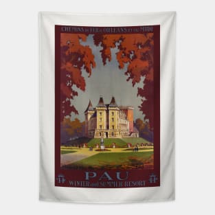 Pau Winter and Summer Resort Vintage Poster 1910 Tapestry