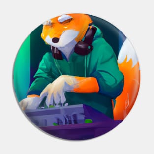 Fox at the DJ booth Pin