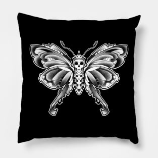 skull moth with crown Pillow