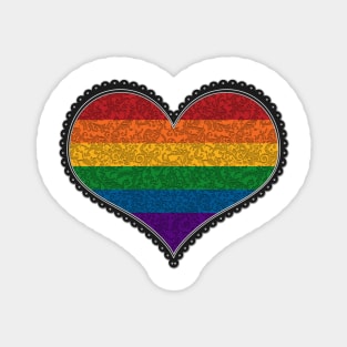 Elegant LGBT Rainbow Pride Decorative Heart in Pride Flag Colors Magnet