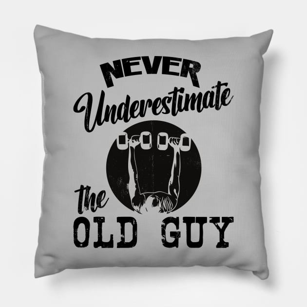 Never Underestimate the Old Guy Pillow by Blended Designs