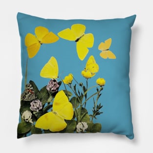 Yellow Butterflies & Flowers Pillow