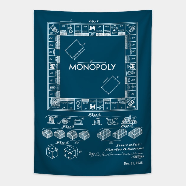 Monopoly Game Patent Art Tapestry by MadebyDesign