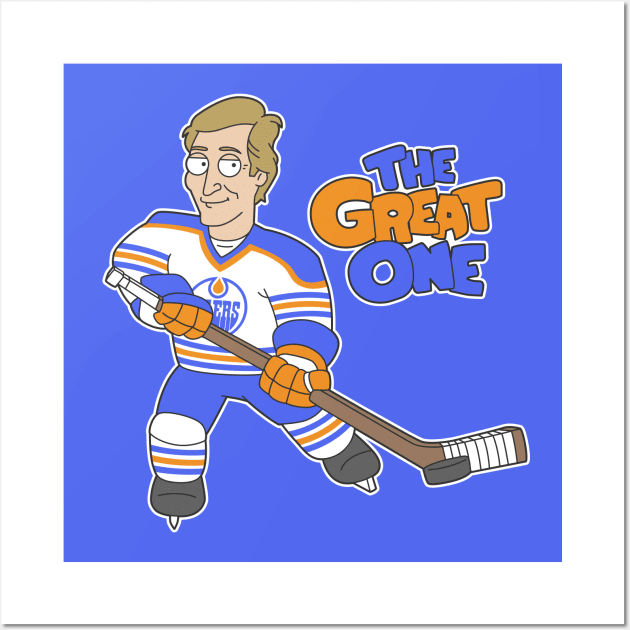 Wayne Gretzky Edmonton Oilers Cartoon Art Canvas Print