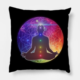 Colorful Cosmic Flower of Life Chakra Meditation Pillow