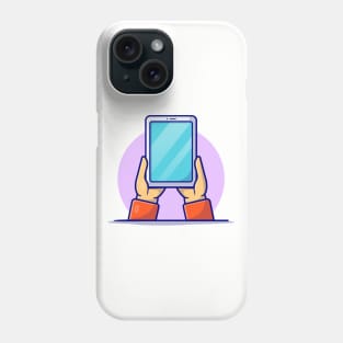 Hand Holding Tablet Cartoon Vector Icon Illustration (2) Phone Case