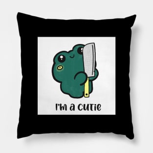 Frog with knife , danger but cute Pillow