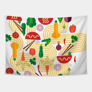 The Noodle Link- Bauhaus Noodles with Vegetables Tapestry