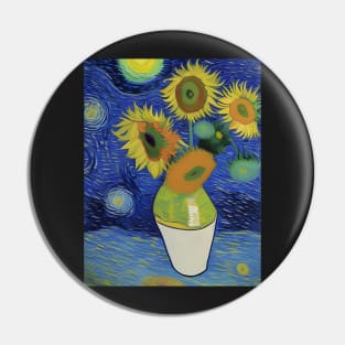 Starry Night Meets Sunflowers By Ricaso Pin