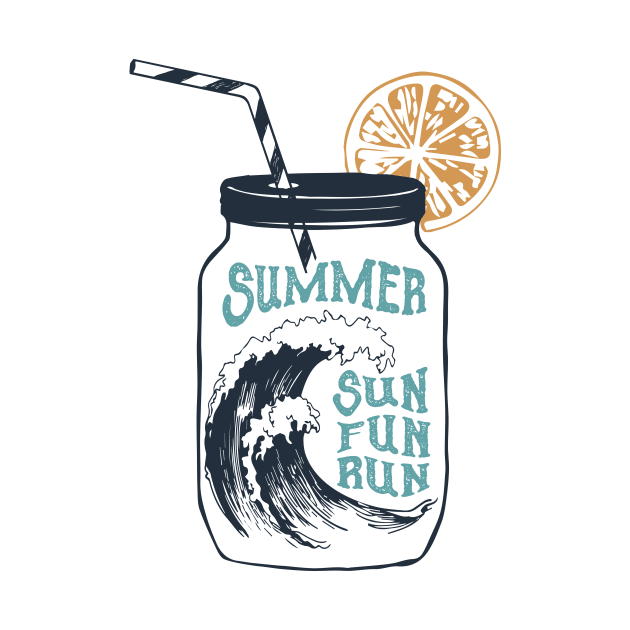 Wave In Cocktail Jar. Summer, Sun, Fun, Run. Creative Illustration by SlothAstronaut