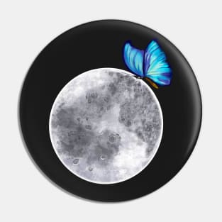 Fly me to the moon - butterfly moon - blue Peruvian morpho butterfly on the moon Pin