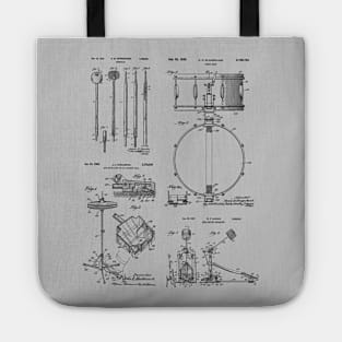 Drummer Gift Drum Kit Vintage Patent Image Tote