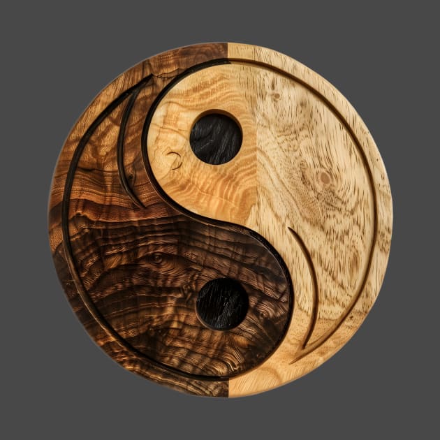 Circular wooden Yin Yang Logo by Radibor78