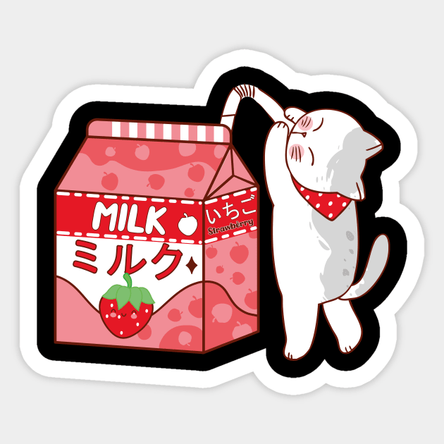 Japanese Anime Strawberry Milk Carton Cute Cow Classic Round Sticker |  Zazzle