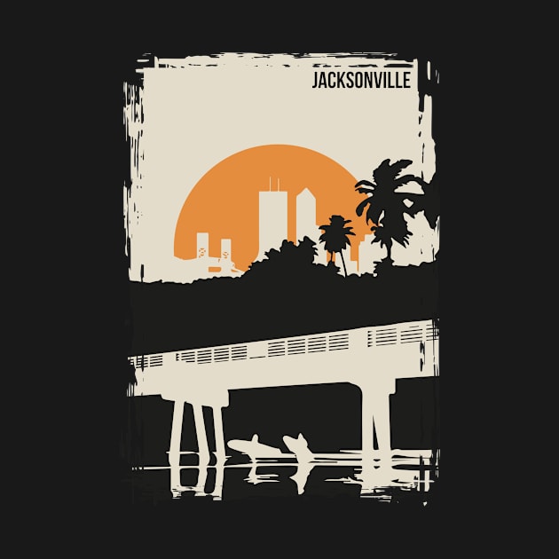 Jacksonville Vintage Minimal Florida Travel Poster by jornvanhezik