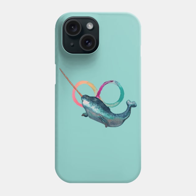 Watercolour Narwhal Phone Case by LondonAutisticsStandingTogether