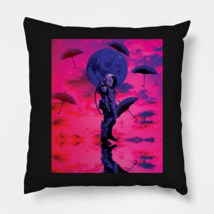 the Moon from Vaporwave Future Space - A Cyberpunk Neon Wonder Pillow