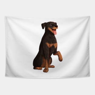 Happy Doberman Dog Art Tapestry