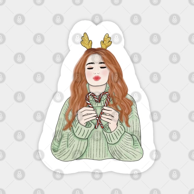 Christmas girl Magnet by piscoletters