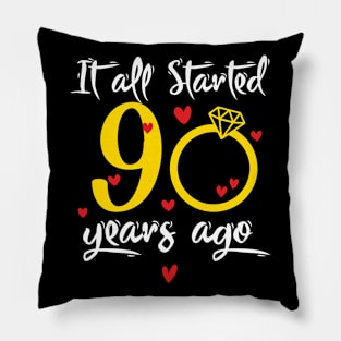 Wedding Anniversary 90 Years Together Golden Family Marriage Gift For Husband And Wife Pillow