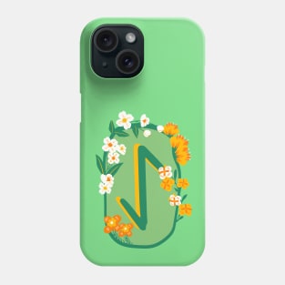 Eihwaz Rune Flowery Design Phone Case