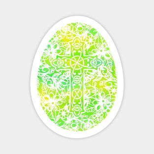 Green and White Easter Egg Pysanky Style | Cherie's Art(c)2021 Magnet