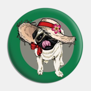 Flower Hat Dog Pug Pin