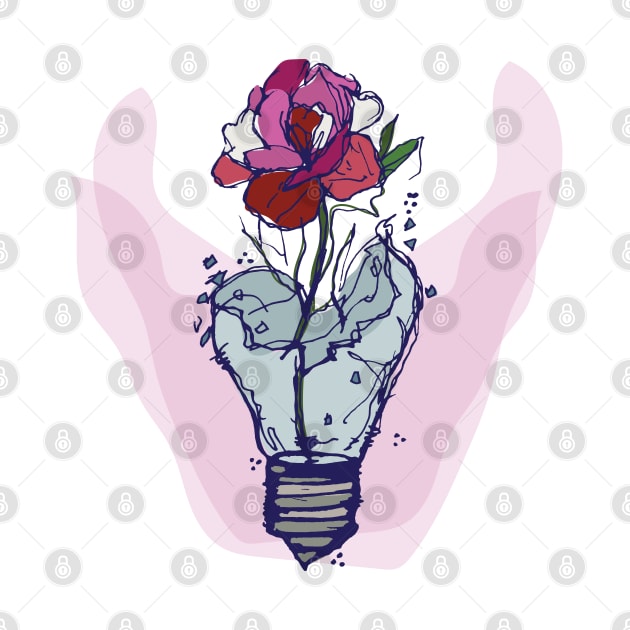 Light bulb with pride month flowers sketch (lesbian flag colors) by linespace-001
