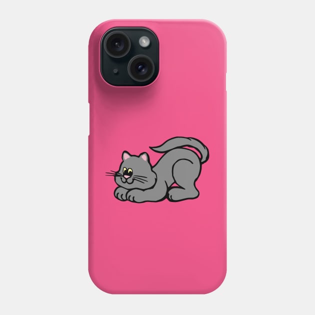 Playful Gray Cat Phone Case by KayBee Gift Shop