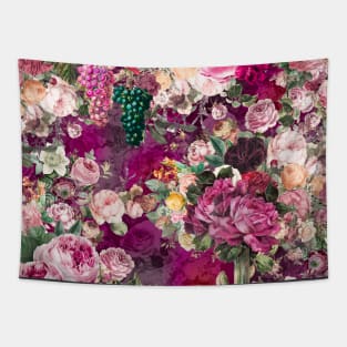 Elegant Vintage flowers and roses garden shabby chic, vintage botanical, pink floral pattern pink fuchsia artwork over a Tapestry