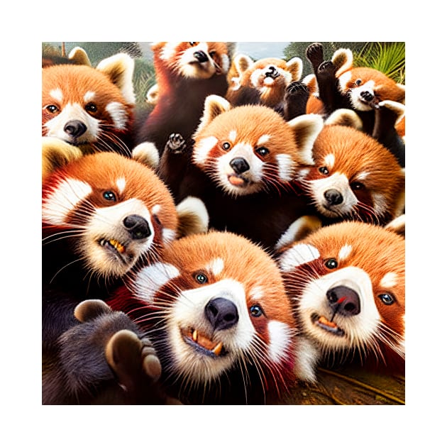 Red Panda Lesser Wild Nature Funny Happy Humor Photo Selfie by Cubebox