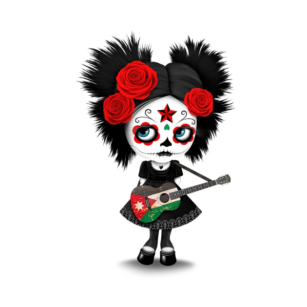 Sugar Skull Girl Playing Jordanian Flag Guitar by jeffbartels