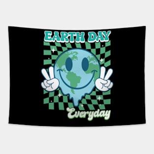 Earth Day Everyday Smile Face Hippie 54th Earth Day Anniversary Tapestry